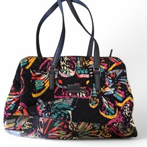 Vera Bradley NAVY Butterfly Floral Tote Shoulder Bag with Medium Handles